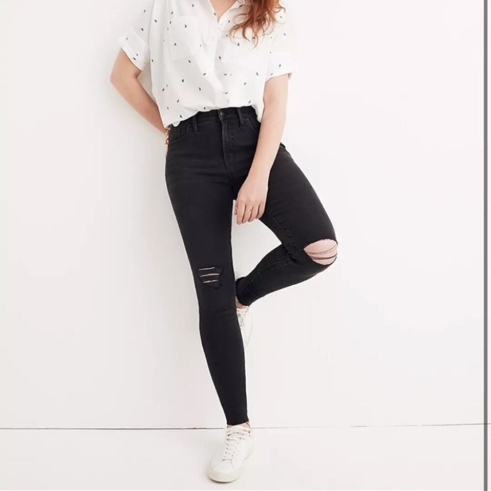 Madewell | 9" Skinny Jeans in Black‎ Sea | H2230 - Picture 4 of 10